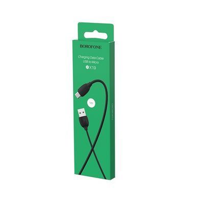 Кабель BOROFONE BX19 USB to Micro 2.4A, 1m, PVC, TPE connectors, Black (6931474701770) [803318]