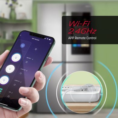 Мережевий фільтр Power filtr 2.0м Energizer 3 розетки, 3xUSB-А, USB-C 30W PD, App control, 2500W білий (EPB2500W02EU) [406422]