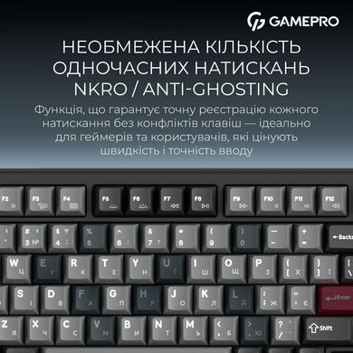 Клавіатура бездротова GamePro Asgard Yord Keychron Super Red Switch Black (MK266BK) [616000]
