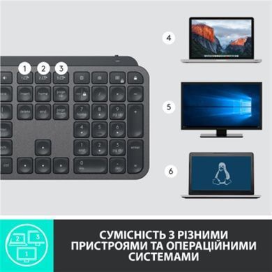 Клавіатура бездротова Logitech MX Keys Advanced for Business Wireless Illuminated UA Graphite (920-010251) [605963]