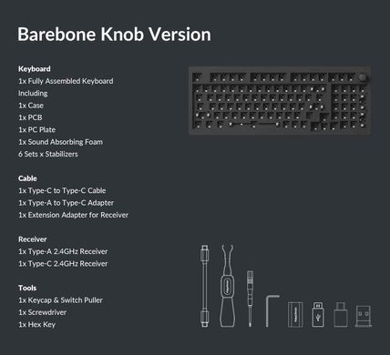 Клавіатура механічна Keychron V5 Max 100Key, Gateron Jupiter Red, Knob, WL/BT/USB-A, Hot-Swap, QMK, EN/UKR, RGB, чорний (V5M-D1-UA) [103634]