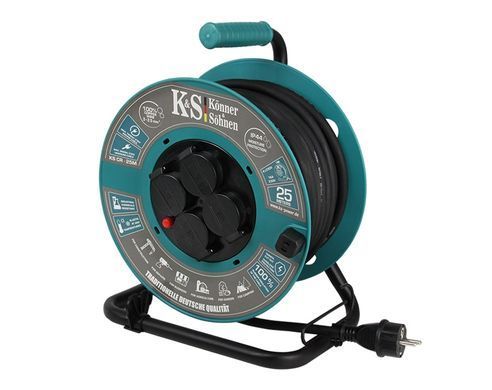 Подовжувач мережевий Konner&Sohnen KS CR-25M, 25м, 4xТипF, 16A, зелений (KSCR-25M) [110532]