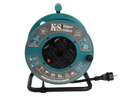 Подовжувач мережевий Konner&Sohnen KS CR-25M, 25м, 4xТипF, 16A, зелений (KSCR-25M) [110532]