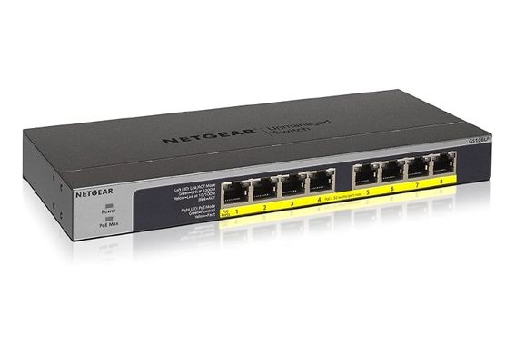 NETGEAR Комутатор GS108LP 8xGE PoE+ (60Вт), FlexPoE, некерований (GS108LP-100EUS)