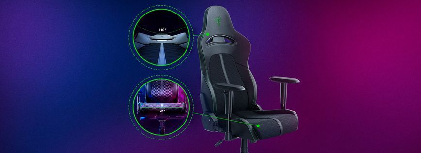 Крісло Razer Enki X ПУ шкіра, 2D-Armrests, чорно-зелений (RZ38-03880100-R3G1) [114701]