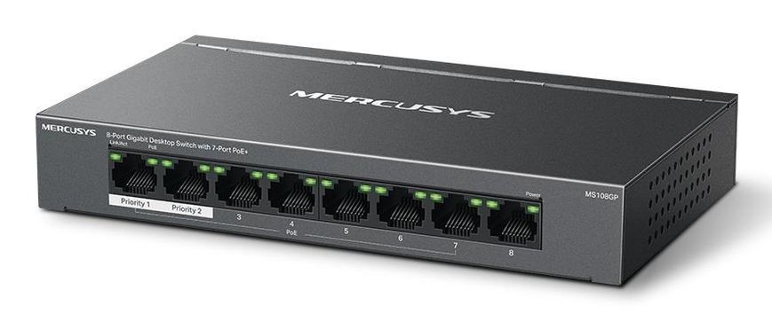 8-портовий настільний гігабітний комутатор з 7 портами РоЕ, MERCUSYS (MS108GP) [502796]