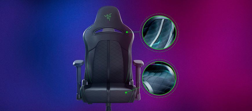 Крісло Razer Enki X ПУ шкіра, 2D-Armrests, чорно-зелений (RZ38-03880100-R3G1) [114701]