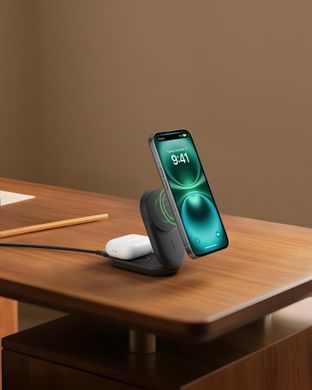 Зарядний пристрій бездротовий Belkin UltraCharge 2-in-1 Foldable Magnetic Charging 25Вт, чорний (WIZ039KQBK) [112182]