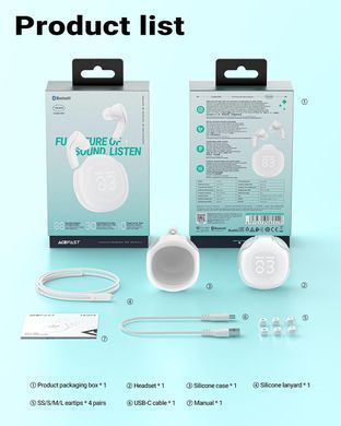 Навушники TWS Acefast T9 porcelain white (6974316282549) [401931]