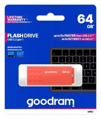 Флеш-накопичувач USB3.2 64GB Goodram UME3 Orange (UME3-0640O0R11) (UME3-0640O0R11 ) [607097]