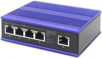 Комутатор DIGITUS Industrial 4 Port Fast Ethernet PoE Switch, Unmanaged, 1 Uplink (DN-650107) [15038]