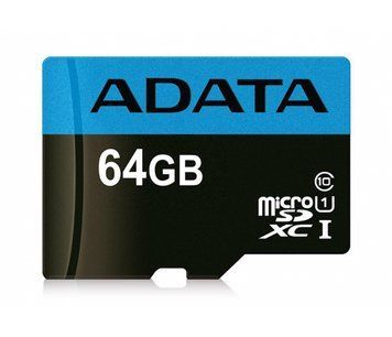 Карта пам'яті microSDXC (UHS-1) A-DATA Premier 64Gb Class 10 A1 (R-100Mb/s) (adapter SD) (AUSDX64GUICL10A1-RA1) [803620]