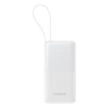 Зовнішній акумулятор Baseus Bipow 2 Digital Display Power Bank With Built-in USB-C Cable 20000mah 20W Moon White (P10077101213-01) [806527]