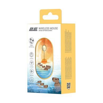 Миша 2E MF300 CAPYBARA:SUNSET Silent WL BT, жовтий (2E-MF300WCAPIBARAYW) [104085]