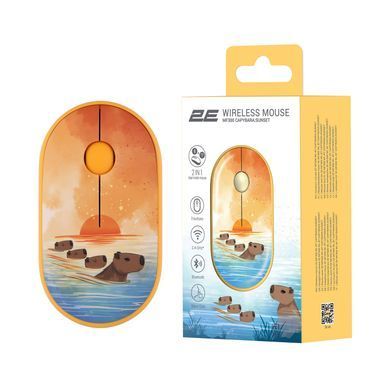 Миша 2E MF300 CAPYBARA:SUNSET Silent WL BT, жовтий (2E-MF300WCAPIBARAYW) [104085]