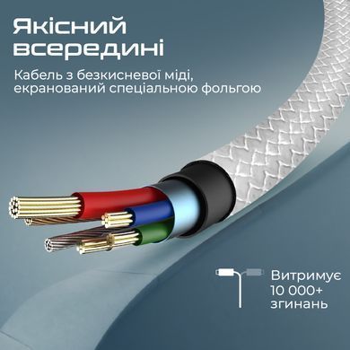 Кабель Promate xCord-Ai200 USB - Lightning (M/M), 2 A, 2 м, White (xcord-ai200.white) [615042]
