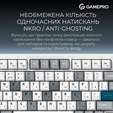 Клавіатура бездротова GamePro Asgard Yord Keychron Super Red Switch White (MK266WH) [616001]
