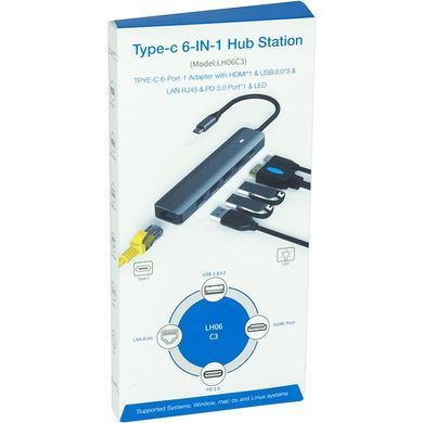 USB-хаб Blueendless USB Type-C 6-в-1 (CA913909) [605165]