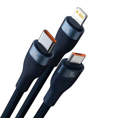 Кабель Baseus Flash Series Ⅱ Two-for-three Charging Cable U+C to M+L+C 100W 1.2m Blue (CASS030103) [802633]