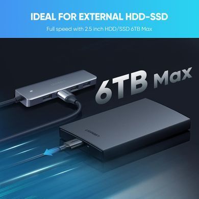 Хаб USB 3.1 Type-C -> 4xUSB 3.0 Grey CM219 Ugreen (70336) [404068]