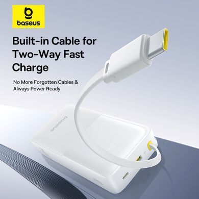 Зовнішній акумулятор Baseus Bipow 2 Digital Display Power Bank With Built-in USB-C Cable 20000mah 20W Moon White (P10077101213-01) [806527]