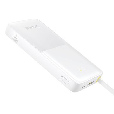 Зовнішній акумулятор Baseus Bipow 2 Digital Display Power Bank With Built-in USB-C Cable 20000mah 20W Moon White (P10077101213-01) [806527]