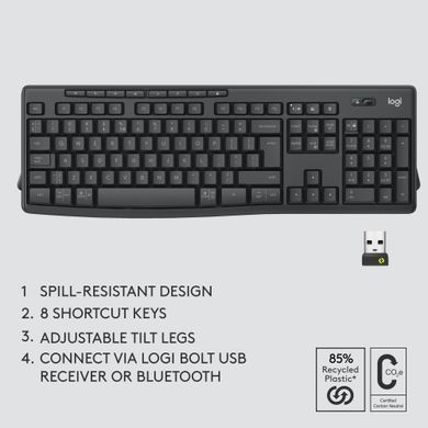 Комплект (клавіатура, мишка) бездротовий Logitech MK370 Graphite (920-012077) [500072]