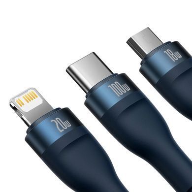 Кабель Baseus Flash Series Ⅱ Two-for-three Charging Cable U+C to M+L+C 100W 1.2m Blue (CASS030103) [802633]