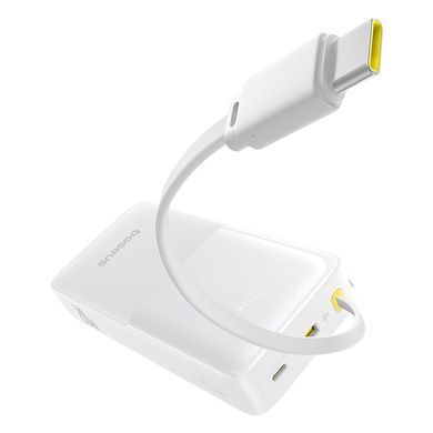 Зовнішній акумулятор Baseus Bipow 2 Digital Display Power Bank With Built-in USB-C Cable 20000mah 20W Moon White (P10077101213-01) [806527]