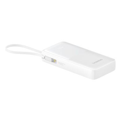 Зовнішній акумулятор Baseus Bipow 2 Digital Display Power Bank With Built-in USB-C Cable 20000mah 20W Moon White (P10077101213-01) [806527]