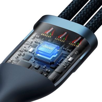 Кабель Baseus Flash Series Ⅱ Two-for-three Charging Cable U+C to M+L+C 100W 1.2m Blue (CASS030103) [802633]