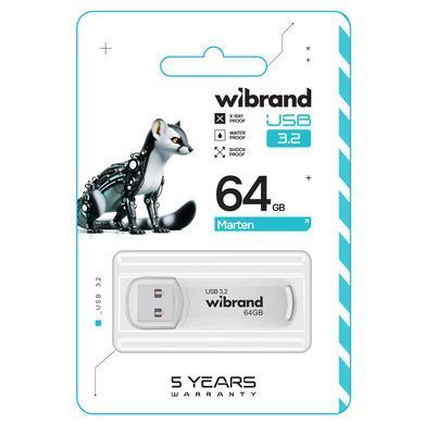 Флеш-накопичувач Wibrand USB 3.2 Gen1 Marten 64GB White (WI3.2/MA64P10W) [803565]