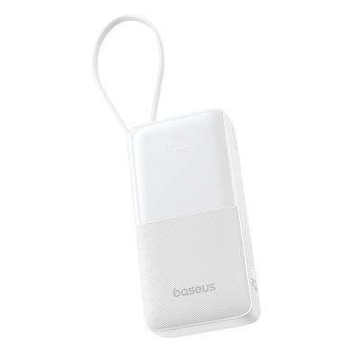 Зовнішній акумулятор Baseus Bipow 2 Digital Display Power Bank With Built-in USB-C Cable 20000mah 20W Moon White (P10077101213-01) [806527]