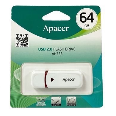 Флеш-накопичувач Apacer USB 2.0 AH333 64Gb White (AP64GAH333W-1) [803000]