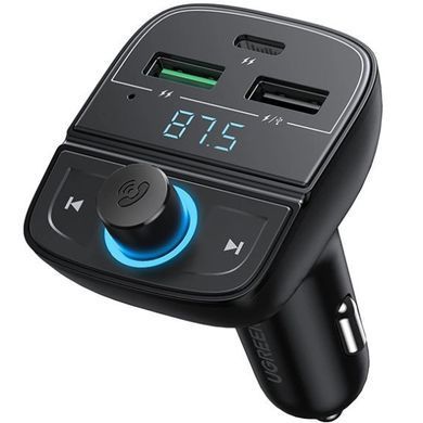 Автозарядка 3xUSB 31,5W (USB-C+2xUSB-A) BT Transmitter + TF Чорна (CD229) UGREEN (80910) [404031]