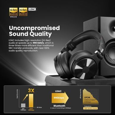 Гарнітура OneOdio Studio Max 1, Bluetooth, Hi-Res Wireless/LDAC +3,5мм/6,35мм Audio (Studio Max 1 Black) [404466]