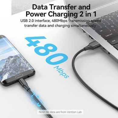 Кабель USB 2.0 AM-micro BM 2.0м Black Vention (CTIBH) [404576]