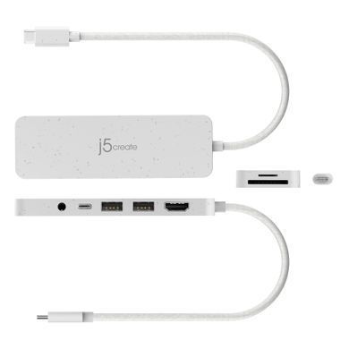 USB-хаб J5create USB-C 6-в-1 White (JCD373EW-N) [618228]