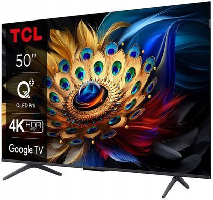 Телевізор 50" TCL QLED 4K 60Hz Smart Google TV Black (50C69B) [111307]