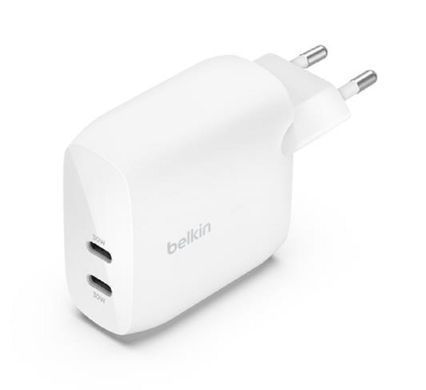 Зарядний пристрій мережевий Belkin 60Вт 2хUSB-С PD PPS, білий (WCB010VFWH) [108650]