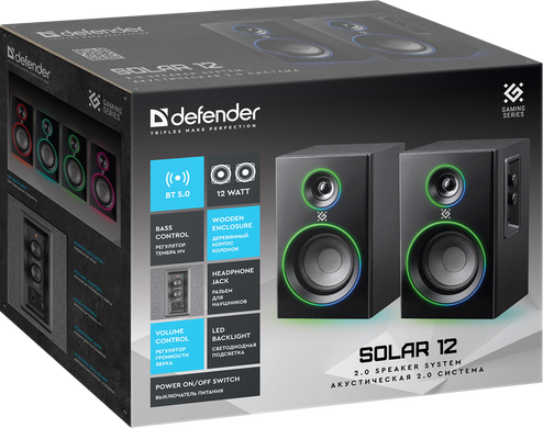 Акустика Defender 2.0 Solar 12BT, 230В Black (65712) [203644]