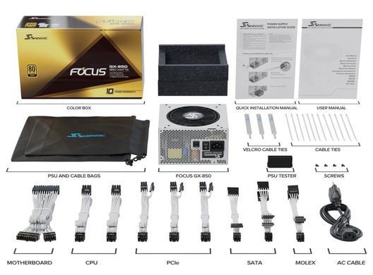 Блок живлення ATX 850W SEASONIC (FOCUS-GX-850-WHITE) [501564]