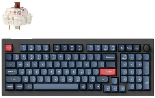 Клавіатура механічна Keychron V5 Max 100Key, Gateron Jupiter Brown, Knob, WL/BT/USB-A, Hot-Swap, QMK, EN/UKR, RGB, чорний (V5M-D3-UA) [103635]