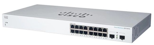Cisco Комутатор CBS220 Smart 16-port GE, PoE, 2x1G SFP (CBS220-16P-2G-EU)
