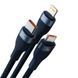 Кабель Baseus Flash Series Ⅱ Two-for-three Charging Cable U+C to M+L+C 100W 1.2m Blue (CASS030103) [802633], фото 3