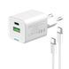 Мережевий зарядний пристрій ColorWay GaN Mini 30W PD Port PPS USB (Type-C PD + USB QC4.0) White + кабель USB Type-C (CW-CHS053PDC-WT) [603369], фото 6