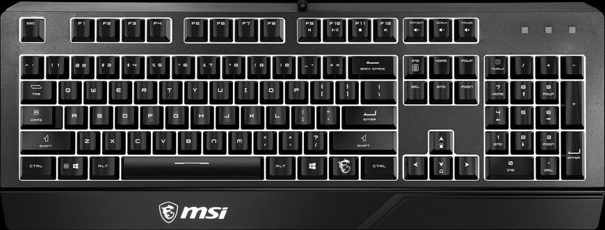 Клавіатура мембранна MSI Vigor GK20 UA 104key, USB-A, EN/UKR/RU, ColorLED, чорний (S11-04UA208-CL) [103535]