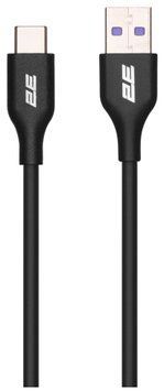 Кабель USB-A > USB-C заряджання/синхронізації 2E 1м, Type-C, Glow, чорний (2E-CCAC-BL) [111733]