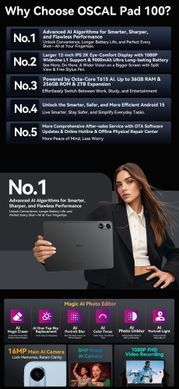 Планшет PAD100 12" 256GB OSCAL (PAD100 GREY) [503185]
