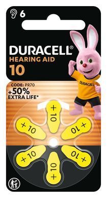 Батарейки для слухових апаратів Duracell розмір 10, 6 шт. (5017063//5007510/5011445) [203686]